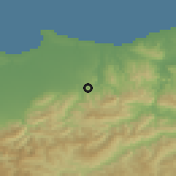 Shaded relief of the 54 km around Larbatache, drawn from the GMTED2010 grid