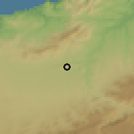 Shaded relief of the 55 km around Maghnia, drawn from the GMTED2010 grid