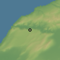 Shaded relief of the 55 km around Ain Tadles, drawn from the GMTED2010 grid