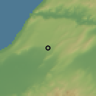 Shaded relief of the 55 km around Mansourah, drawn from the GMTED2010 grid