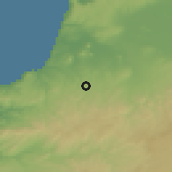 Shaded relief of the 55 km around Ain Temouchent, drawn from the GMTED2010 grid