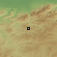 Shaded relief of the 55 km around Medea, drawn from the GMTED2010 grid