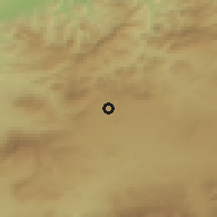 Shaded relief of the 55 km around Medjana, drawn from the GMTED2010 grid
