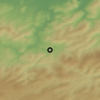 Shaded relief of the 54 km around Medjez Sfa, drawn from the GMTED2010 grid