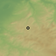 Shaded relief of the 55 km around Mendes, drawn from the GMTED2010 grid