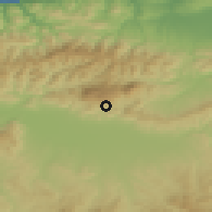 Shaded relief of the 54 km around Miliana, drawn from the GMTED2010 grid