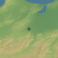 Shaded relief of the 55 km around Oggaz, drawn from the GMTED2010 grid