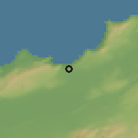 Shaded relief of the 55 km around Oran, drawn from the GMTED2010 grid