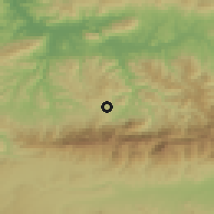 Shaded relief of the 54 km around Ouadhia, drawn from the GMTED2010 grid