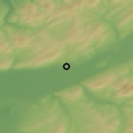 Shaded relief of the 55 km around Ouarizane, drawn from the GMTED2010 grid