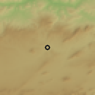 Shaded relief of the 55 km around Oued Athmania, drawn from the GMTED2010 grid