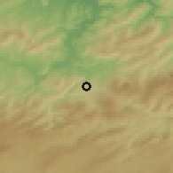 Shaded relief of the 54 km around Oued Cheham, drawn from the GMTED2010 grid
