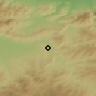 Shaded relief of the 55 km around Oued Cheurfa, drawn from the GMTED2010 grid
