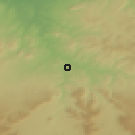 Shaded relief of the 55 km around Oued El Abtal, drawn from the GMTED2010 grid