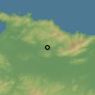Shaded relief of the 54 km around Oued El Aneb, drawn from the GMTED2010 grid
