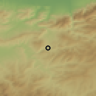 Shaded relief of the 55 km around Oued Harbil, drawn from the GMTED2010 grid