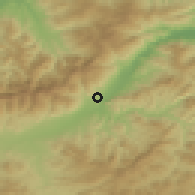 Shaded relief of the 54 km around Akbou, drawn from the GMTED2010 grid