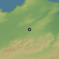 Shaded relief of the 55 km around Oued Tlelat, drawn from the GMTED2010 grid