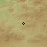 Shaded relief of the 55 km around Ouled Bouachra, drawn from the GMTED2010 grid