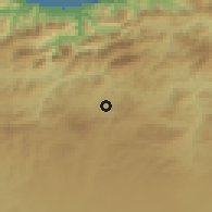 Shaded relief of the 54 km around Amoucha, drawn from the GMTED2010 grid