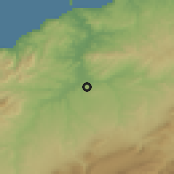 Shaded relief of the 55 km around Remchi, drawn from the GMTED2010 grid