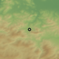 Shaded relief of the 54 km around Roknia, drawn from the GMTED2010 grid