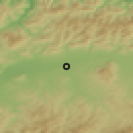 Shaded relief of the 55 km around Rouina, drawn from the GMTED2010 grid
