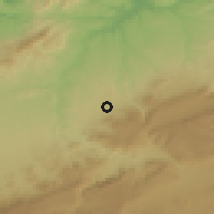 Shaded relief of the 55 km around Sabra, drawn from the GMTED2010 grid