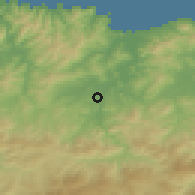 Shaded relief of the 54 km around Salah Bouchaour, drawn from the GMTED2010 grid