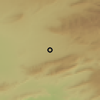 Shaded relief of the 55 km around Seggana, drawn from the GMTED2010 grid