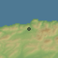Shaded relief of the 54 km around Sidi Akkacha, drawn from the GMTED2010 grid