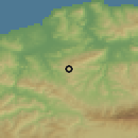 Shaded relief of the 54 km around Afir, drawn from the GMTED2010 grid