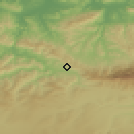 Shaded relief of the 54 km around Aomar, drawn from the GMTED2010 grid