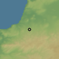 Shaded relief of the 55 km around Sidi Ben Adda, drawn from the GMTED2010 grid
