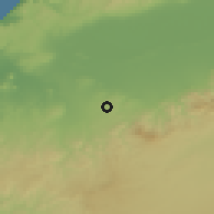 Shaded relief of the 55 km around Sidi Boumediene, drawn from the GMTED2010 grid