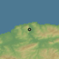 Shaded relief of the 54 km around Sidi Daoud, drawn from the GMTED2010 grid