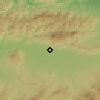 Shaded relief of the 55 km around Sidi Lakhdar, drawn from the GMTED2010 grid