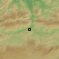 Shaded relief of the 54 km around Sidi Merouane, drawn from the GMTED2010 grid