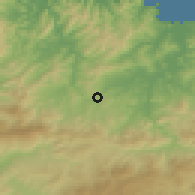 Shaded relief of the 54 km around Sidi Mezghiche, drawn from the GMTED2010 grid