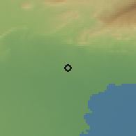 Shaded relief of the 55 km around Sidi Okba, drawn from the GMTED2010 grid