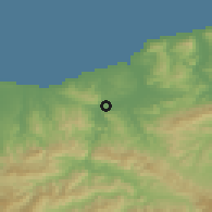 Shaded relief of the 54 km around Si Mustapha, drawn from the GMTED2010 grid