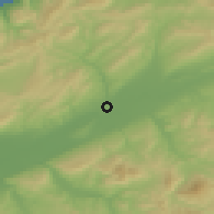 Shaded relief of the 55 km around Sobha, drawn from the GMTED2010 grid