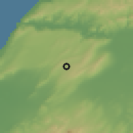 Shaded relief of the 55 km around Souaflia, drawn from the GMTED2010 grid
