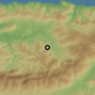 Shaded relief of the 54 km around Souamaa, drawn from the GMTED2010 grid