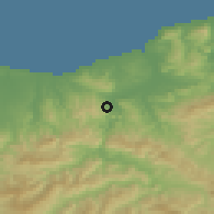 Shaded relief of the 54 km around Souk El Had, drawn from the GMTED2010 grid
