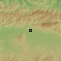 Shaded relief of the 55 km around Arib, drawn from the GMTED2010 grid
