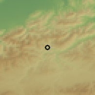 Shaded relief of the 54 km around Tablat, drawn from the GMTED2010 grid
