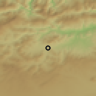 Shaded relief of the 54 km around Taher, drawn from the GMTED2010 grid