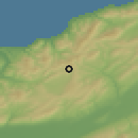 Shaded relief of the 55 km around Taougrite, drawn from the GMTED2010 grid