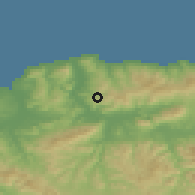 Shaded relief of the 54 km around Taourga, drawn from the GMTED2010 grid